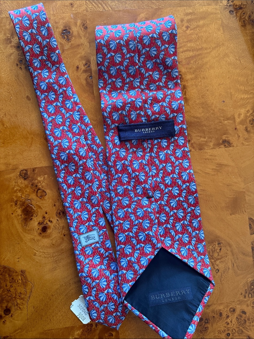 Burberry Red and Blue Geometric Silk Tie